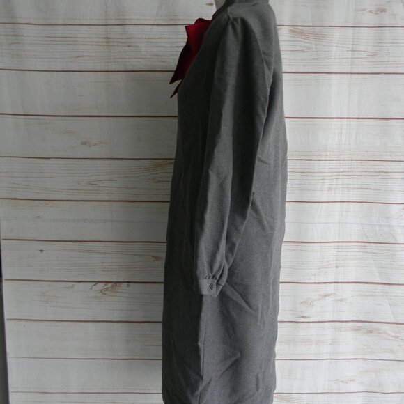 VINTAGE 1980'S HERMAN MARCUS GRAY TIE NECK CAREER OFFICE DRESS SZ 12P - Picture 3 of 6